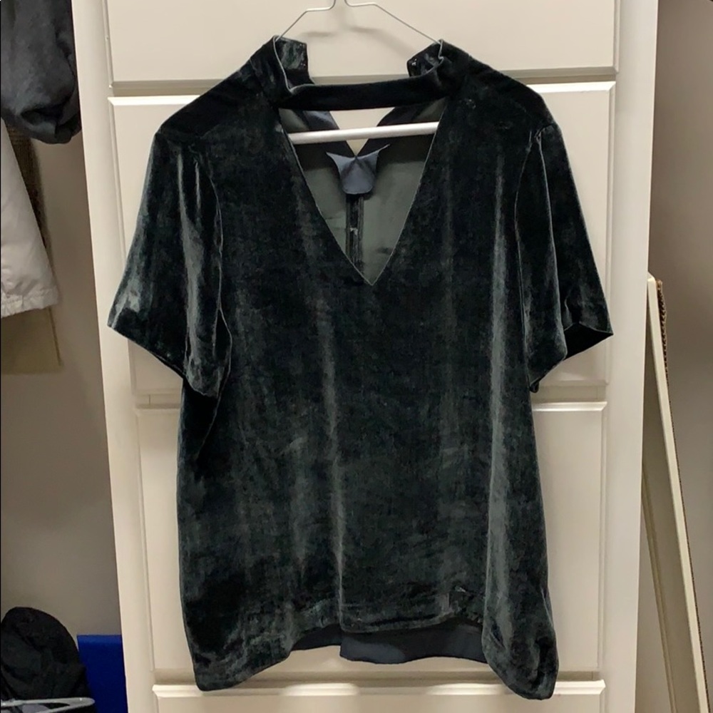 Madewell small velvet shirt sleeve top